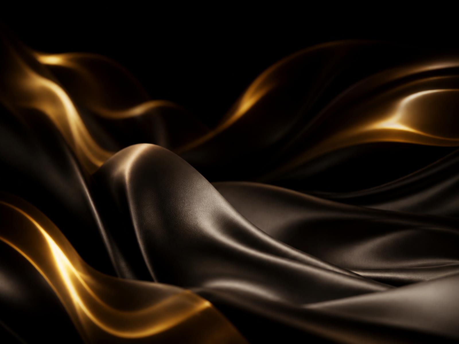 Soie noire traversée de lumière dorée